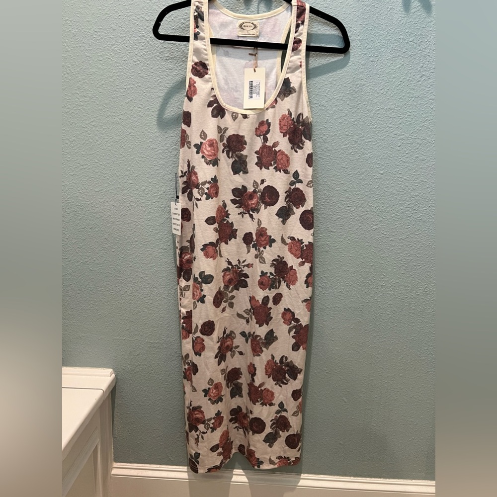 Joyfolie Women’s Davinna Slip Cream Floral Maxi Dress Large NWT